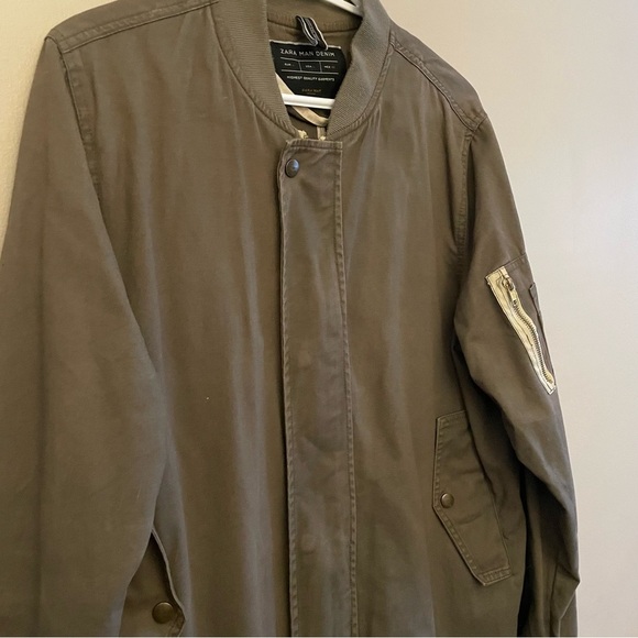 Zara Men’s Khaki Green Long Fit Military Coat – Size Large GUC - Picture 8 of 16